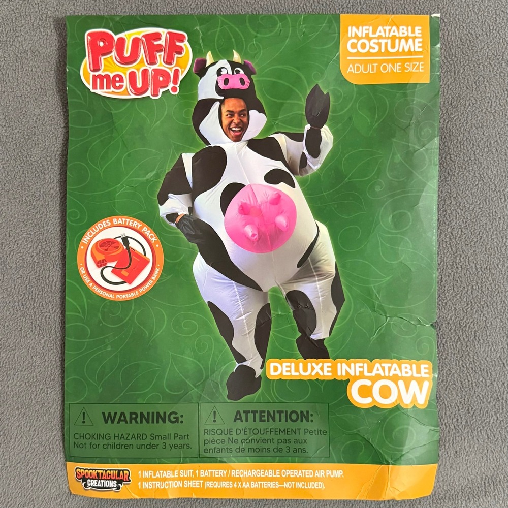 Spooktacular Creations Inflatable Cow Costume Adult OS Black White Good Udder